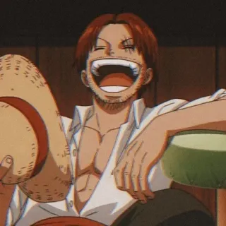 😂 c753ee00 Shanks One Piece อนิเมะ, วันพีซ, แชงคส์, โจรสลัด, ยิ้ม, ผมแดง telegram sticker
