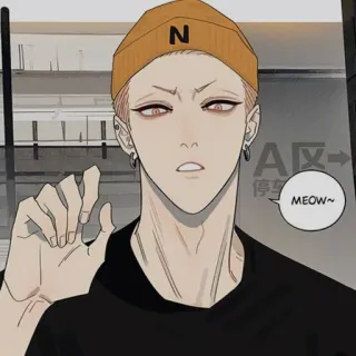 🏀 0ebf473d MEOW~ 애니메이션, 만화, 남성, 캐릭터, 모자 telegram sticker