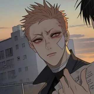 ☁️ 6d60c3e1 애니메이션, 소년, 붕대, 표정, 만화 telegram sticker