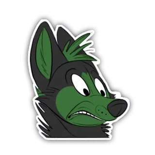 😮 27cb08c0 chó, hoạt hình, động vật, nhãn dán, biểu cảm, lo lắng, xanh lá cây, đen telegram sticker