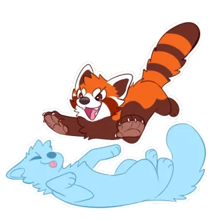 😆 1300e9e2 panda rojo, gato, jugando, animales, dibujos animados telegram sticker