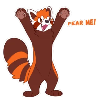 😤 2557e6a1 FEAR ME! panda rojo, animal, dibujos animados, miedo, mono, ilustración telegram sticker