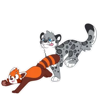 🍽 77de10eb Leopardo de las nieves, Panda rojo, Dibujos animados, Animales, Pegatina telegram sticker