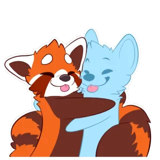 🤗 83ca9a5f Panda rojo, Perro, Abrazo, Animal, Mono, Dibujo animado telegram sticker