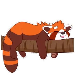 😔 ecacde7f panda rojo, animal, lindo, dormir, perezoso, rama telegram sticker