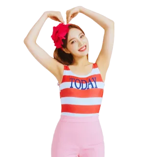 ❤️ 383284c3 TODAY wanita, merah, senyum, pose, ceria, imut telegram sticker