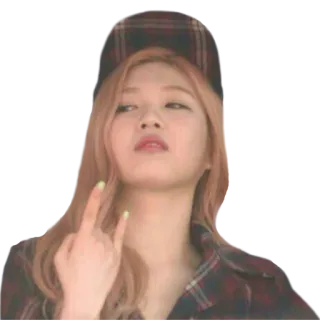 🤘 5e7180d3 wanita, topi, kotak-kotak, potret, gestur, imut, muda telegram sticker