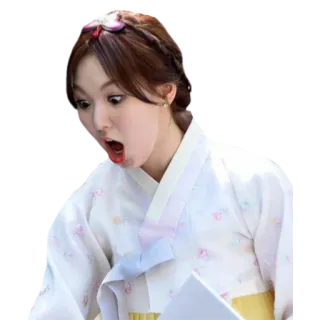 😱 be81fa02 korea, wanita, tradisional, hanbok, terkejut, heran, potret telegram sticker