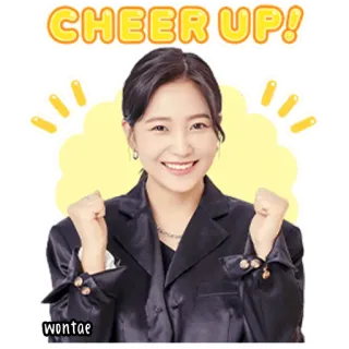 🍰 3ae466db CHEER UP! tirare su, incoraggiamento, positivo, motivazione, donna, sorriso, felicità whatsapp sticker