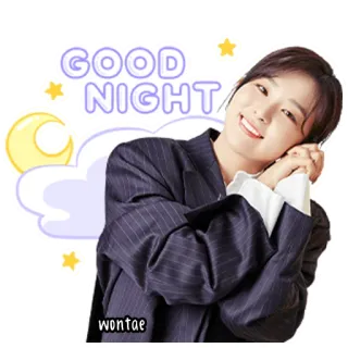 🍰 6199c328 GOOD NIGHT wontae buonanotte, sonno, stelle, luna, nuvola, carino whatsapp sticker