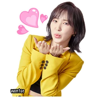 🍰 8a4387e9 wontae donna, bacio, cuore, bacio volante, giacca gialla, carino, persona whatsapp sticker