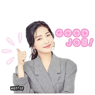 🍰 b0cf2e42 GOOD JOB! bravo, pollice in su, incoraggiamento, positivo, donna, successo, approvazione whatsapp sticker