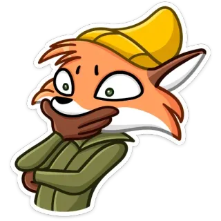 🤔 6473284a raposa, animal, desenho animado, chapéu, personagem, esperto telegram sticker