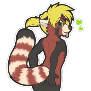 🍑 773906f0 Furry, Anthro, Panda merah, Hati, Lucu telegram sticker