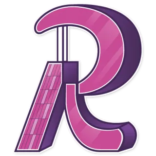 🏠 8e2290ed 字母R, 首字母, 字母表, 紫色, 粉色, 设计, 贴纸 telegram sticker