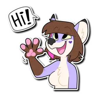 👋 fd6f7947 Hi! Furry, Antropomorfo, Cartone animato, Animale, Saluto, Ciao, Onda telegram sticker