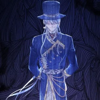 ⚡️ 02de9f70 อนิเมะ, ตัวละคร, หมวกทรงสูง, สีน้ำเงิน, ภาพประกอบ telegram sticker