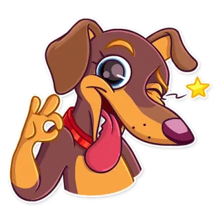 😜 2de05935 개, 닥스훈트, 만화, 동물, 확인, 이모티콘 telegram sticker