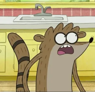 👾 1f717e67 Rigby Regular Show cartoni animati, Rigby, Regular Show, procione, scioccato telegram sticker