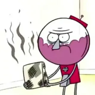 👾 33fac088 Benson Regular Show cartone animato, animazione, Benson, Regular Show, distributore di chewing gum, infastidito telegram sticker