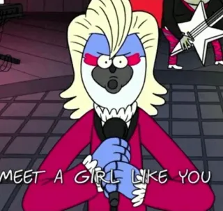 👾 3dc80800 MEET A GIRL LIKE YOU cartoni animati, musica, band, performance, canzone telegram sticker