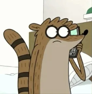 👾 3ed861a5 Rigby Regular Show cartone animato, Rigby, Regular Show, procione, telefono telegram sticker