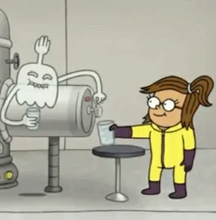 👾 855b54be Regular Show Cartone animato, Fantasma, Bevanda, Laboratorio, Regular Show telegram sticker