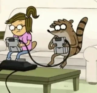 👾 e50217df Rigby Regular Show Cartoni animati, Gaming, Amici, Regular Show, Serie TV, Console di gioco telegram sticker