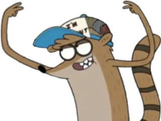 🧢 39d62b41 Rigby Regular Show I'M OUT การ์ตูน, ริกบี้, เรกิวลาร์ โชว์, แร็กคูน telegram sticker