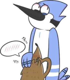 😅 465d4db3 Mordecai and Rigby Regular Show การ์ตูน, นกบลูเจย์, แรคคูน, ตลก, แอนิเมชั่น, รายการทีวี telegram sticker