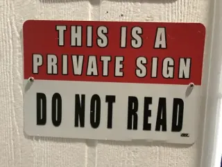🪧 1115edfb THIS IS A PRIVATE SIGN
DO NOT READ Schild, Privat, Warnung, Humor telegram sticker