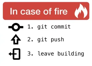 🔥 7122c1f9 In case of fire
1. git commit
2. git push
3. leave building Feuer, Git, Commit, Push, Bauen, Notfall, Code telegram sticker
