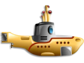 🚤 8f198f6a gelbes U-Boot, U-Boot, Cartoon, Fahrzeug, Unterwasser telegram sticker