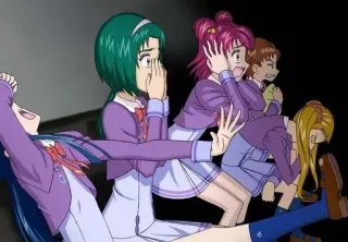 😯 abedc4e5 Anime, verängstigt, Gruppe, Teenager, Schulmädchen telegram sticker