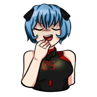 😛 4a435461 09 アニメ, 女の子, キャラクター, 笑顔, 青髪 whatsapp sticker