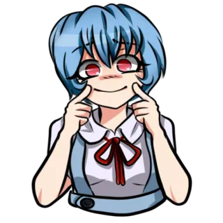 😄 59fab2e6 Rei Ayanami Neon Genesis Evangelion アニメ, マンガ, ファンアート, 制服, 青髪, 赤い目 whatsapp sticker