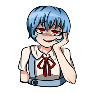 😒 c43771ca Rei Ayanami Neon Genesis Evangelion アニメ, 漫画, 綾波レイ, 新世紀エヴァンゲリオン, キャラクター, 女の子, 青髪 whatsapp sticker