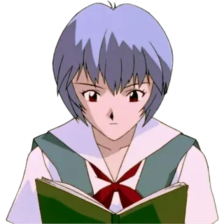 ✨ 63feb000 Rei Ayanami Neon Genesis Evangelion Anime, Mädchen, Schülerin, Lesen, Schule telegram sticker
