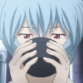 🌧 9c54b35c Rei Ayanami Neon Genesis Evangelion Anime, Fille, Cheveux bleus, Yeux rouges, Soupe miso, Rei Ayanami, Evangelion whatsapp sticker