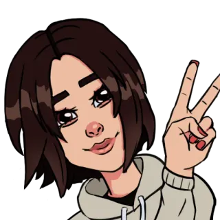 ✌️ 171e340b мир, девочка, мультфильм, женщина, портрет, наклейка telegram sticker