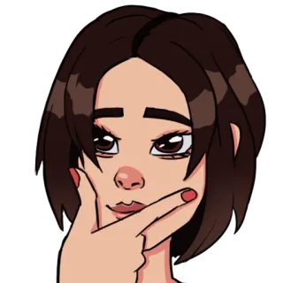 🤔 56999ba7 женщина, думающая, любопытная, мультяшный, портрет, девушка telegram sticker