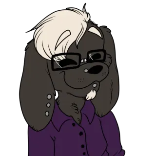 😊 6b7d6f11 hond, cartoon, bril, dier, personage, portret, harig telegram sticker