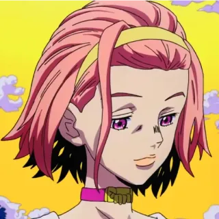 🍡 08f6f27c Yukako Yamagishi JoJo's Bizarre Adventure 动漫, 漫画, 粉色头发, 漂亮, 女人, 角色 telegram sticker