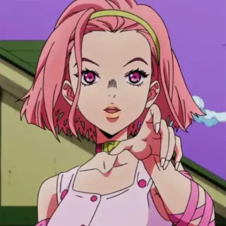 🍡 7dedf61e Annasui JoJo's Bizarre Adventure 动漫, 粉色头发, 指, 安娜苏, 角色 telegram sticker