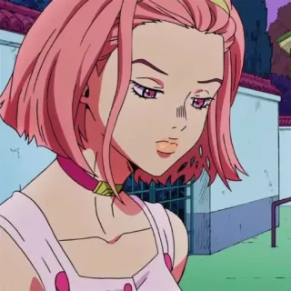 🍡 8f5d03d9 Yukako Yamagishi JoJo's Bizarre Adventure 动漫, 粉色头发, 角色, 可爱, 女孩 telegram sticker