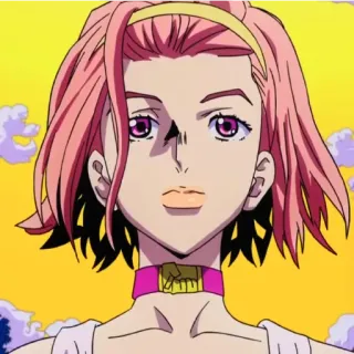 🍡 b54e579f Yukako Yamagishi JoJo's Bizarre Adventure 动漫, 漫画, 粉色头发, 角色, JOJO的奇妙冒险, 山岸由花子 telegram sticker