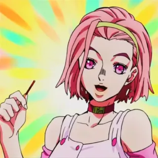 🍡 c80158eb Reimi Sugimoto JoJo's Bizarre Adventure 动漫, 漫画, JOJO的奇妙冒险, 杉本铃美, 粉色头发 telegram sticker