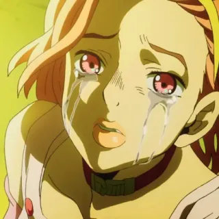 🍡 e0181b8e Trish Una JoJo's Bizarre Adventure 动漫, 哭泣, 悲伤, 角色, 特莉休·乌纳, JOJO, JOJO的奇妙冒险 telegram sticker