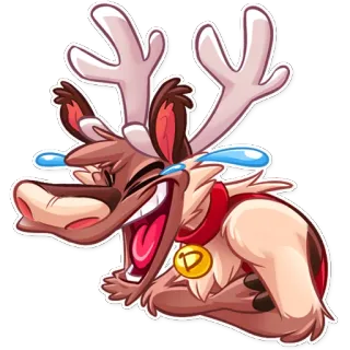 😂 7695273c rena, rindo, natal, desenho animado, animal, fofo, adesivo telegram sticker
