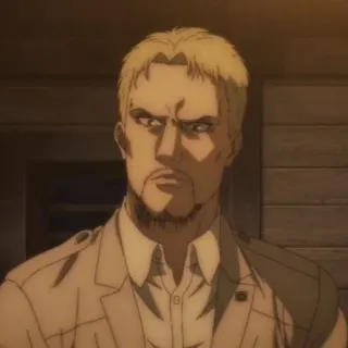 👾 322b911a Reiner Braun Attack on Titan Аниме, Персонаж, Райнер Браун, Атака титанов, Блондин, Серьезный, Солдат telegram sticker